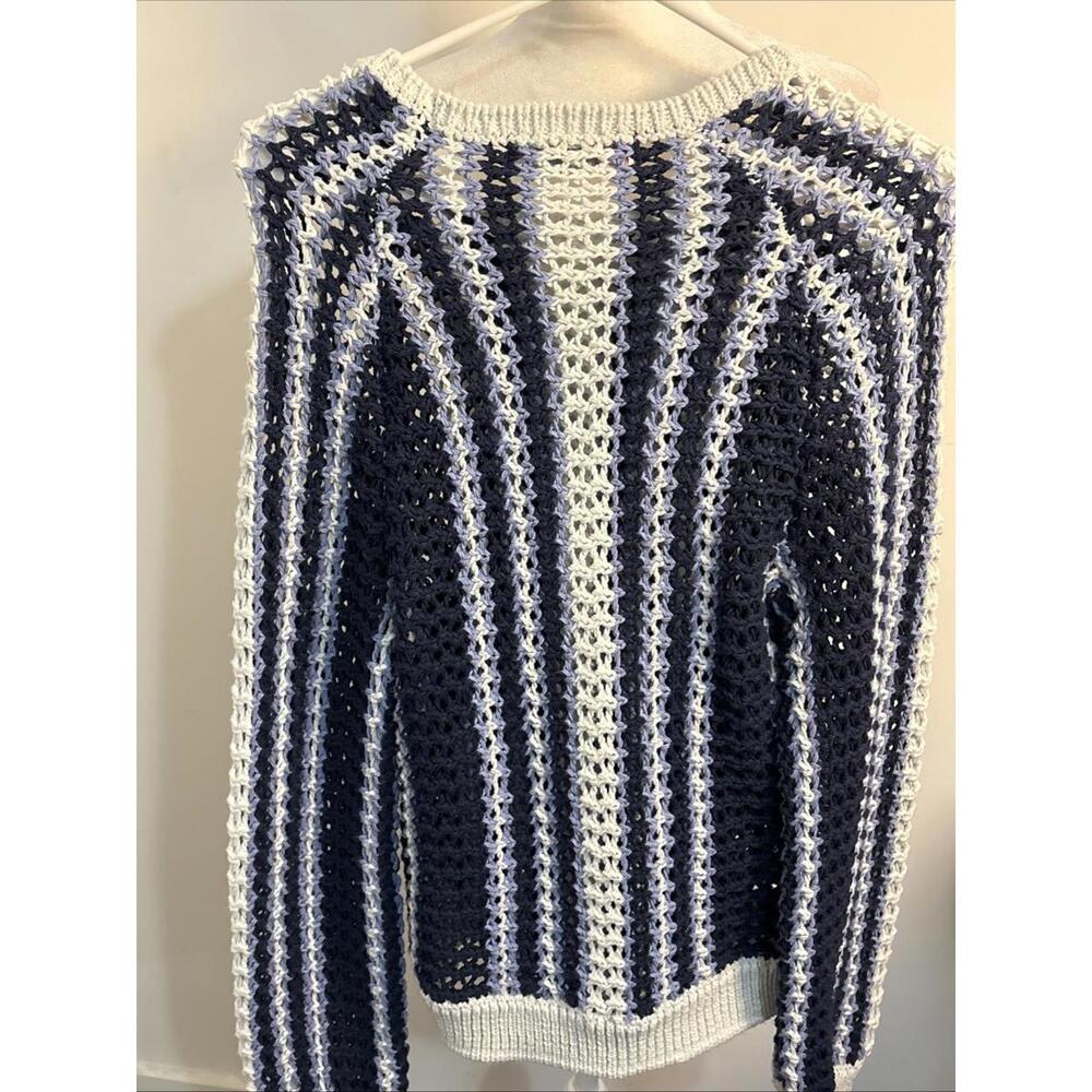 Free People Blue and White Crochet Stripe Sweater - Picture 12 of 12